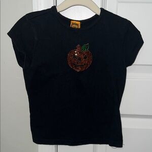 Y2K Halloween Pumpkin Black Kids Sequin T-Shirt